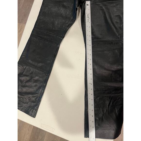 Y2K Wilsons Maxima Leather Pant Genuine Buttery Soft Sz 8 FIT Sz 4 6 Black Flare - Picture 4 of 6